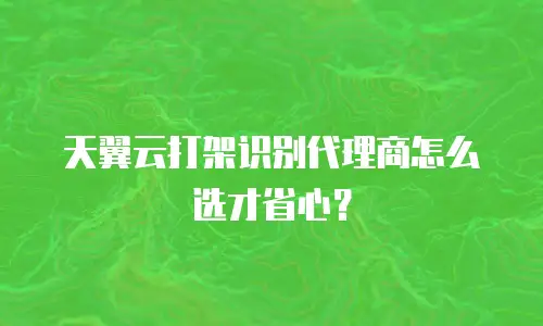 天翼云打架识别代理商怎么选才省心？