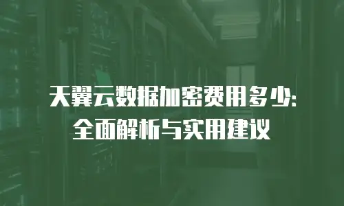 天翼云数据加密费用多少：全面解析与实用建议