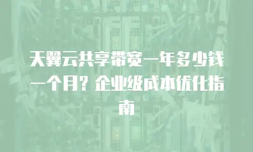 天翼云共享带宽一年多少钱一个月？企业级成本优化指南