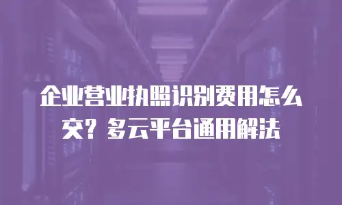 企业营业执照识别费用怎么交？多云平台通用解法