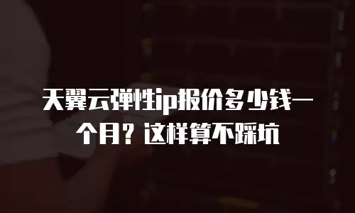 天翼云弹性ip报价多少钱一个月？这样算不踩坑