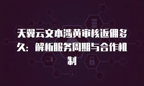 天翼云文本涉黄审核返佣多久：解析服务周期与合作机制