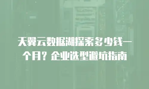 天翼云数据湖探索多少钱一个月？企业选型避坑指南