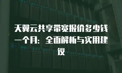 天翼云共享带宽报价多少钱一个月：全面解析与实用建议