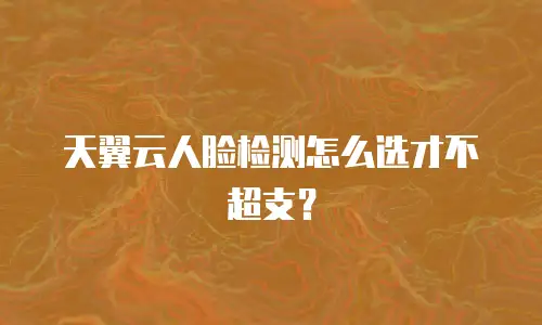 天翼云人脸检测怎么选才不超支？
