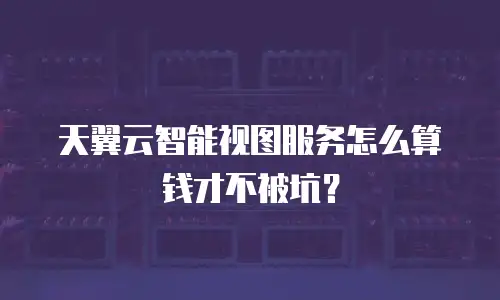 天翼云智能视图服务怎么算钱才不被坑？
