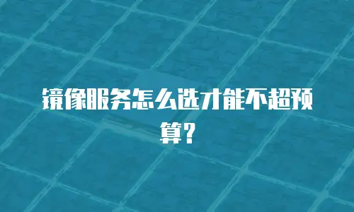 镜像服务怎么选才能不超预算？