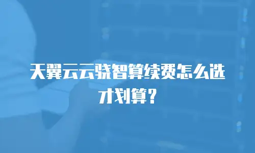 天翼云云骁智算续费怎么选才划算？