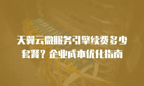 天翼云微服务引擎续费多少套餐？企业成本优化指南