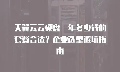 天翼云云硬盘一年多少钱的套餐合适？企业选型避坑指南