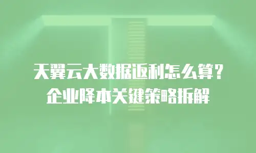 天翼云大数据返利怎么算？企业降本关键策略拆解