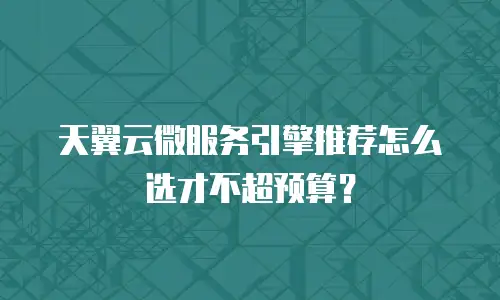 天翼云微服务引擎推荐怎么选才不超预算？