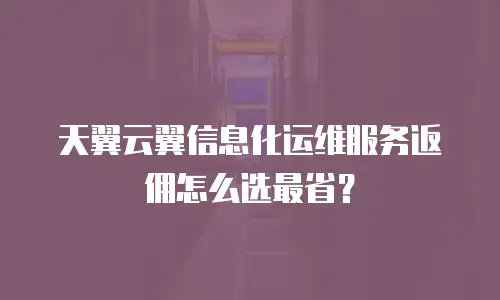 天翼云翼信息化运维服务返佣怎么选最省？