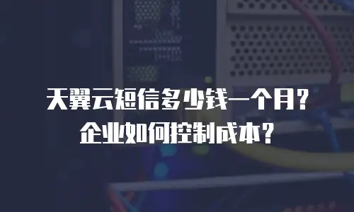 天翼云短信多少钱一个月？企业如何控制成本？