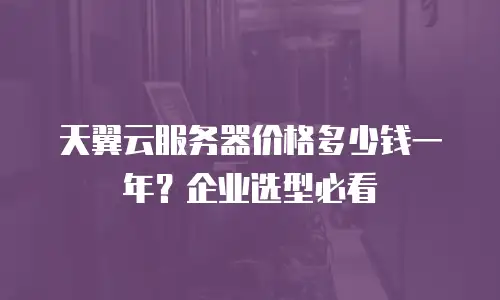 天翼云服务器价格多少钱一年？企业选型必看