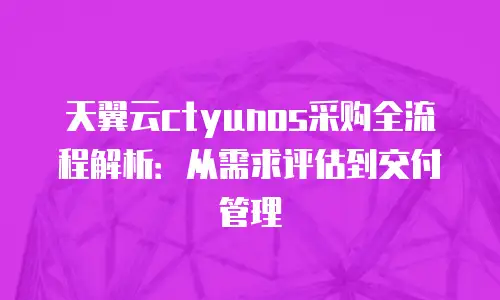 天翼云ctyunos采购全流程解析：从需求评估到交付管理