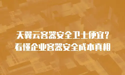 天翼云容器安全卫士便宜？看懂企业容器安全成本真相