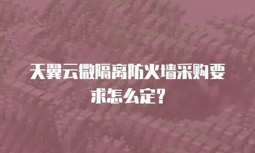天翼云微隔离防火墙采购要求怎么定？