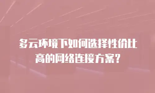 多云环境下如何选择性价比高的网络连接方案？
