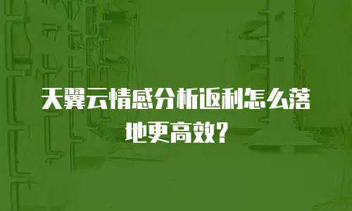 天翼云情感分析返利怎么落地更高效？