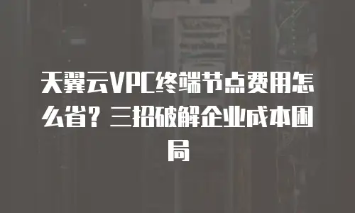 天翼云VPC终端节点费用怎么省？三招破解企业成本困局