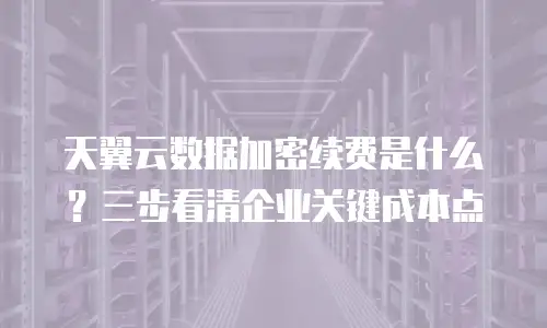 天翼云数据加密续费是什么？三步看清企业关键成本点