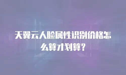 天翼云人脸属性识别价格怎么算才划算？