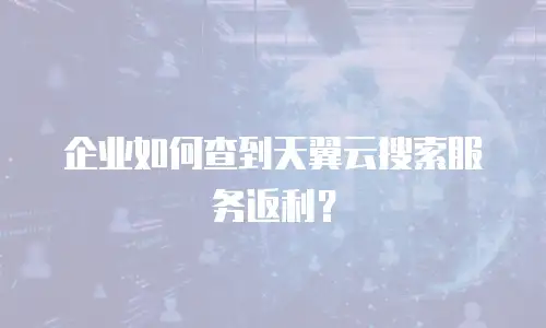 企业如何查到天翼云搜索服务返利？