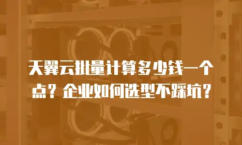 天翼云批量计算多少钱一个点？企业如何选型不踩坑？