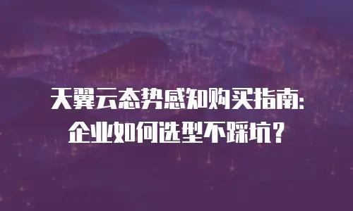 天翼云态势感知购买指南：企业如何选型不踩坑？