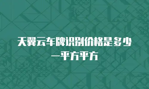 天翼云车牌识别价格是多少一平方平方