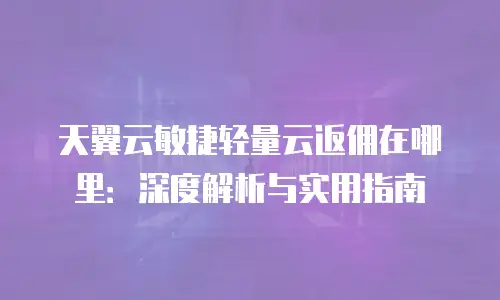 天翼云敏捷轻量云返佣在哪里：深度解析与实用指南