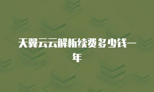 天翼云云解析续费多少钱一年