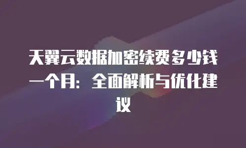 天翼云数据加密续费多少钱一个月：全面解析与优化建议
