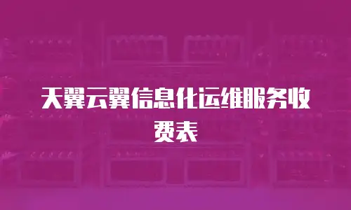 天翼云翼信息化运维服务收费表