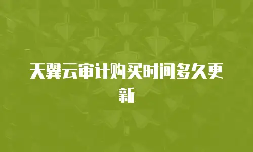 天翼云审计购买时间多久更新