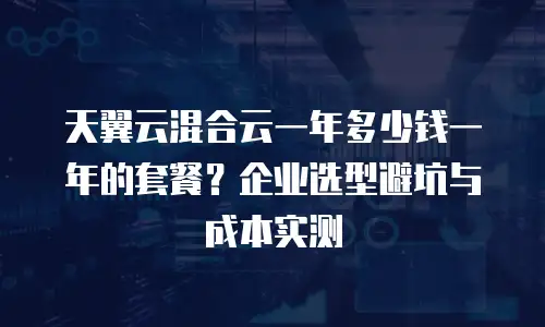 天翼云混合云一年多少钱一年的套餐？企业选型避坑与成本实测