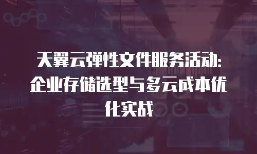 天翼云弹性文件服务活动：企业存储选型与多云成本优化实战