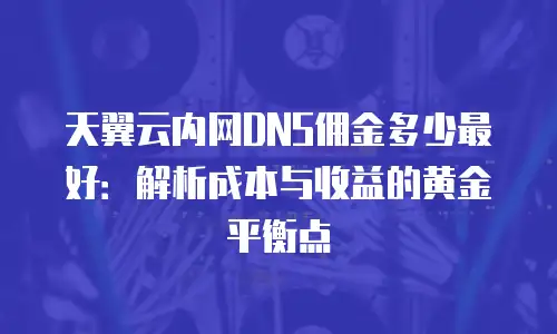 天翼云内网DNS佣金多少最好：解析成本与收益的黄金平衡点