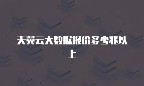 天翼云大数据报价多少兆以上