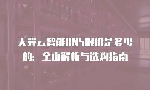 天翼云智能DNS报价是多少的：全面解析与选购指南