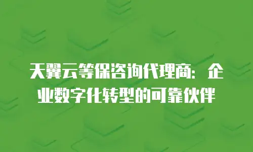 天翼云等保咨询代理商：企业数字化转型的可靠伙伴