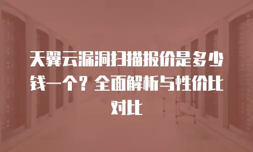 天翼云漏洞扫描报价是多少钱一个？全面解析与性价比对比