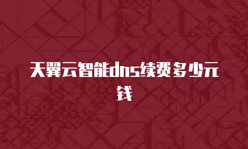 天翼云智能dns续费多少元钱