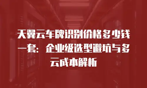 天翼云车牌识别价格多少钱一套：企业级选型避坑与多云成本解析