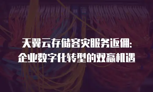天翼云存储容灾服务返佣：企业数字化转型的双赢机遇