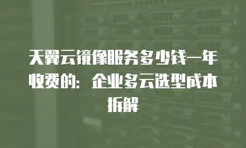 天翼云镜像服务多少钱一年收费的：企业多云选型成本拆解