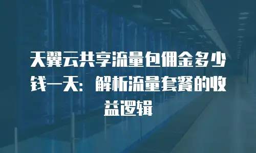 天翼云共享流量包佣金多少钱一天：解析流量套餐的收益逻辑