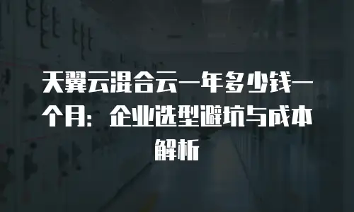 天翼云混合云一年多少钱一个月：企业选型避坑与成本解析