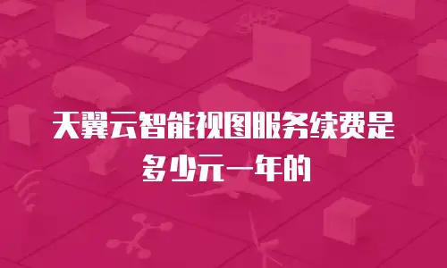 天翼云智能视图服务续费是多少元一年的